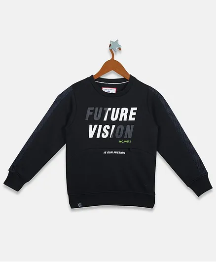 MONTE CARLO Full Sleeves Future Vision Printed Sweatshirt - Navy Blue