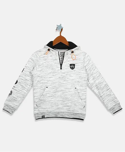 MONTE CARLO Full Sleeves Heather Pattern Hoodie - Light Grey