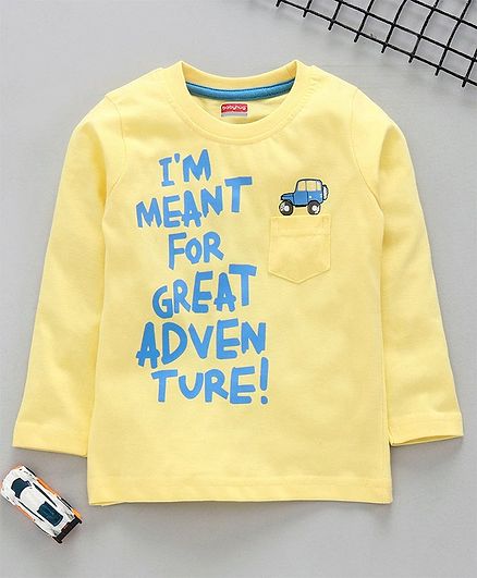Babyhug Full Sleeves Tee Text Print - Yellow