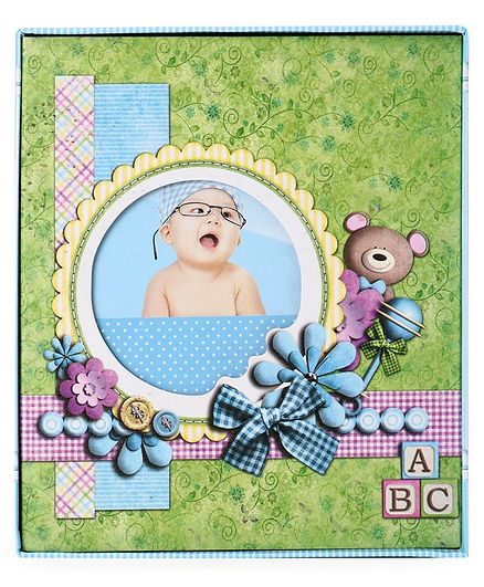 Teddy Print Photo Album - Green