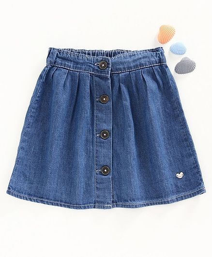Ed-a-Mamma Washed Denim Skirt With Front Buttons - Blue