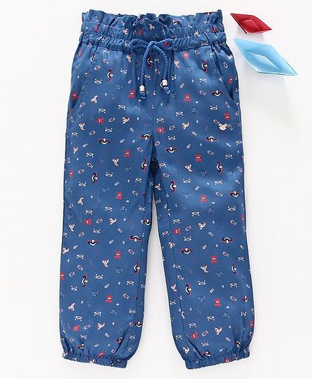 Ed-a-Mamma Printed Rayon Harem Pants With Drawcord - Blue