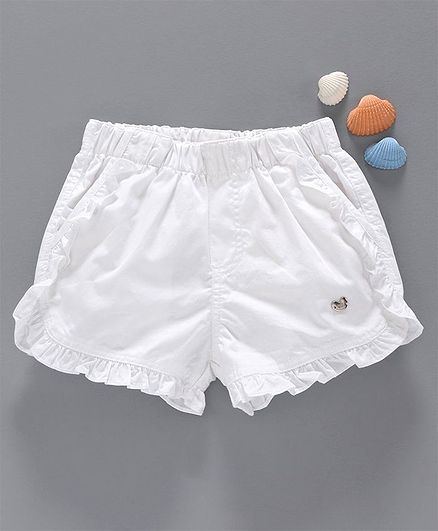 Ed-a-Mamma Solid Shorts With Ruffle Detail - White