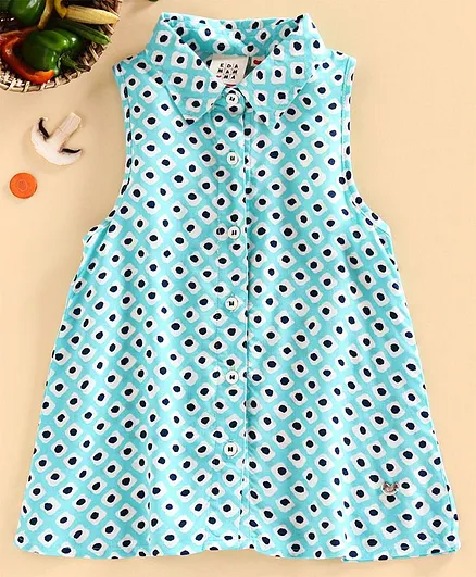 Ed-a-Mamma Printed Rayon Sleeveless Racer Back Top - Sky Blue