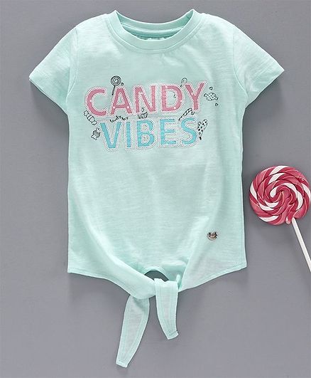 Ed-a-Mamma Half Sleeves Candy Vibes Patch Tee - Aqua
