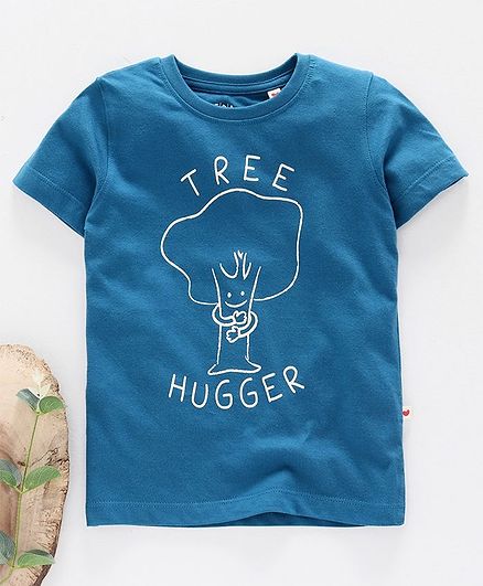 Ed-a-Mamma Half Sleeves Tree Hugger Printed Tee - Blue