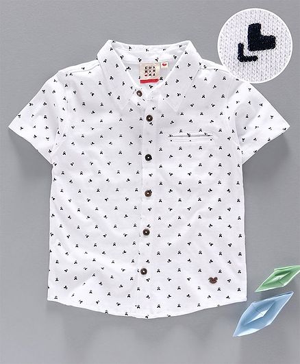 Ed-a-Mamma Half Sleeved Knit Printed Shirt - White