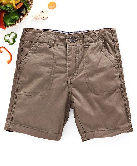 Ed-a-Mamma Solid Colour Front Pocket Shorts - Brown