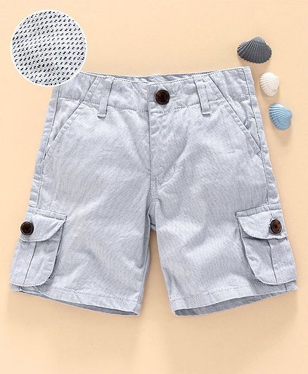 Ed-a-Mamma Washed Dobby Cargo Shorts With Pockets - Blue
