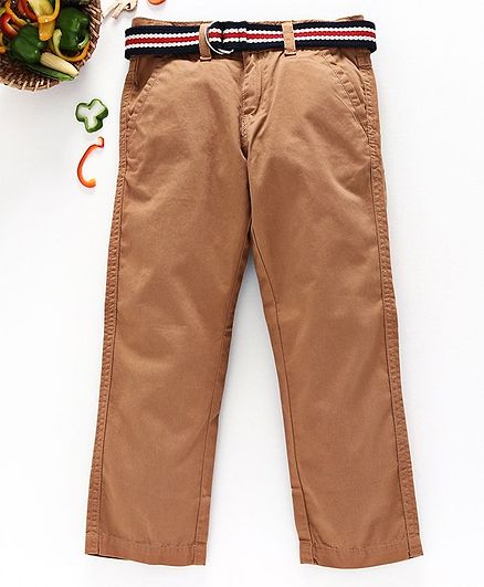 Ed-a-Mamma Washed Twill Cotton Slim Fit Trousers - Brown