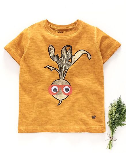 Ed-a-Mamma Half Sleeves Turnip Printed Tee - Sunshine Yellow