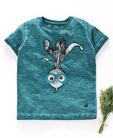 Ed-a-Mamma Half Sleeves Turnip Printed Tee - Teal