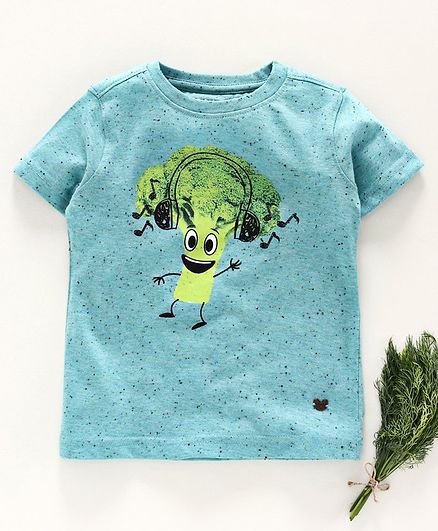 Ed-a-Mamma Photo Print Half Sleeves Tee - Blue