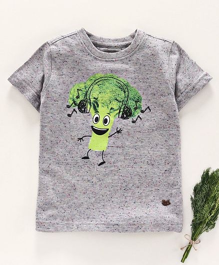 Ed-a-Mamma Photo Print Half Sleeves Tee - Grey