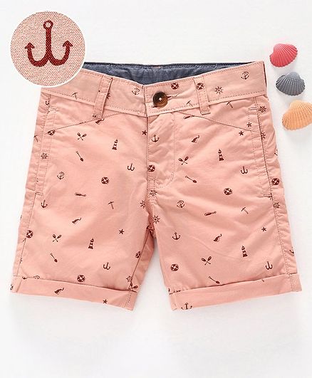 Ed-a-Mamma Nautical Printed Cotton Shorts - Dull Pink
