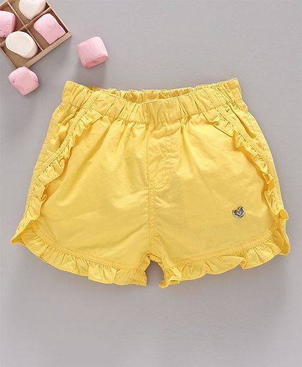 Ed-a-Mamma Solid Shorts With Ruffle Detail - Yellow