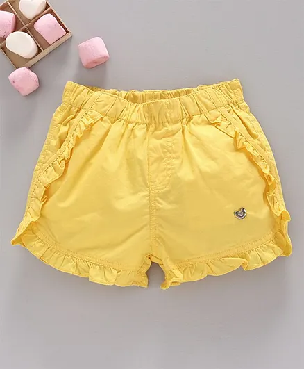 Ed-a-Mamma Solid Shorts With Ruffle Detail - Yellow