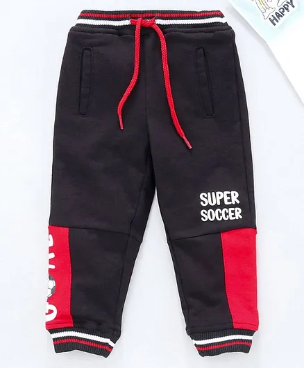 Babyhug Full Length Lounge Pant Text Print - Black