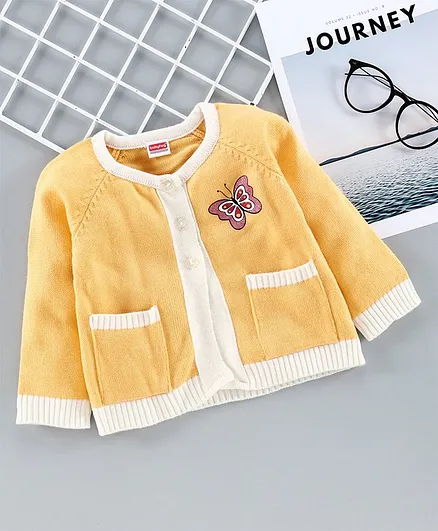 Babyhug Full Sleeves Sweater Butterfly Design - Yellow