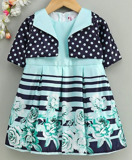 Rassha Half Sleeves Flower Print Dress - Pista
