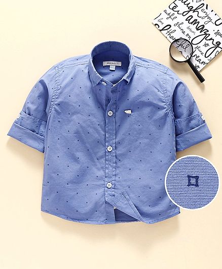 Attack Full Sleeves Printed Shirt- Blue