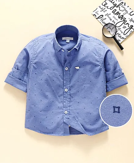Attack Full Sleeves Printed Shirt- Blue