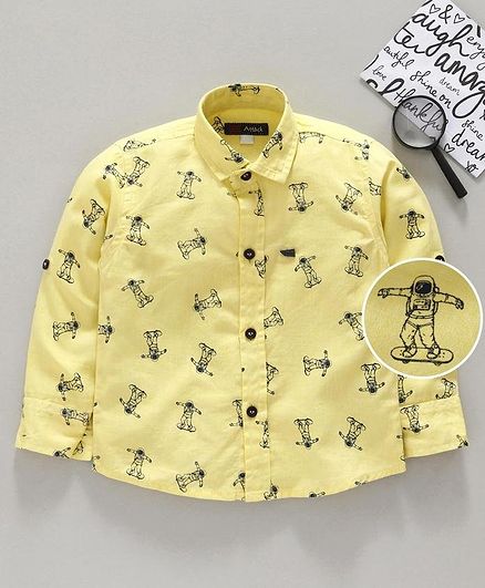 Attack Printed Full Sleeves Shirt - Yellow