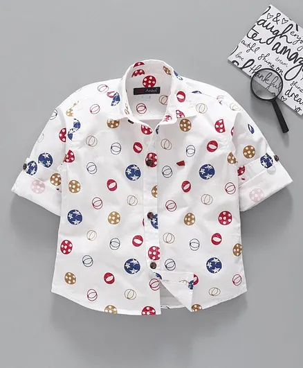 Attack Printed Full Sleeves Shirt - White