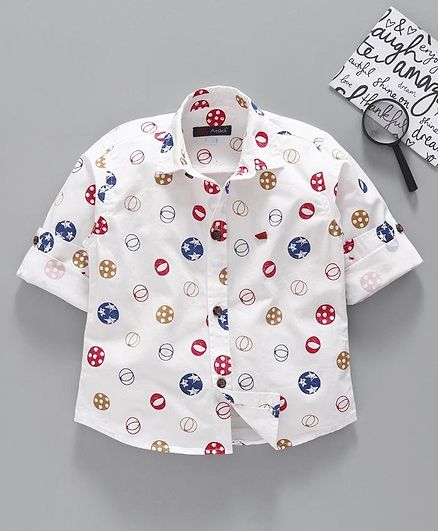 Attack Printed Full Sleeves Shirt - White