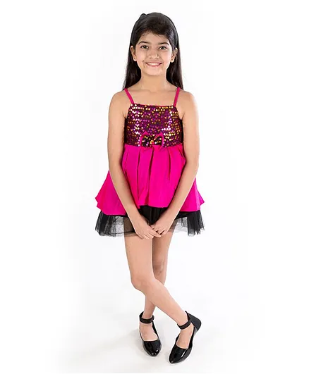 Pspeaches Sleeveless Sequin Detailing Dress - Pink
