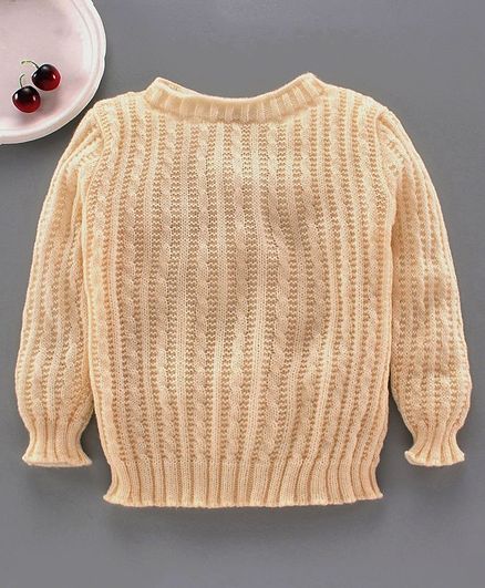 Little Angels Full Sleeves Solid Sweater - Cream