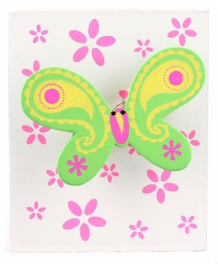 Butterfly Design Wooden Pencil Stand - Green