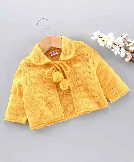 Babyhug Three Fourth Sleeves Shrug - Yellow
