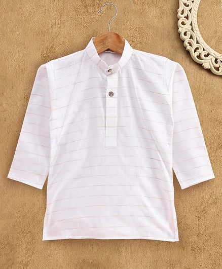 Ridokidz Full Sleeves Striped Kurta - White