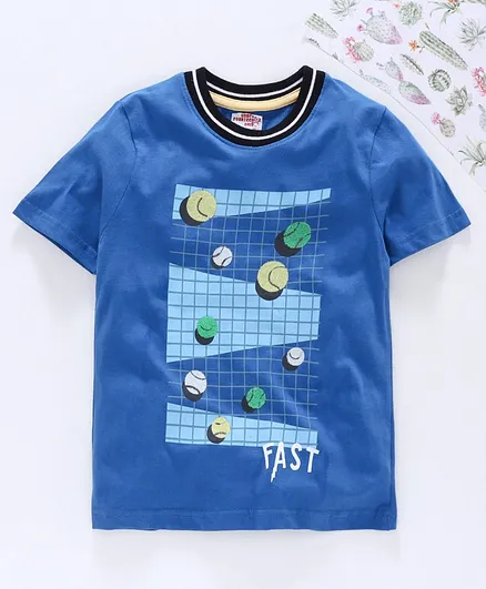 Under Fourteen Only Half Sleeves Ball Print Tee - Blue