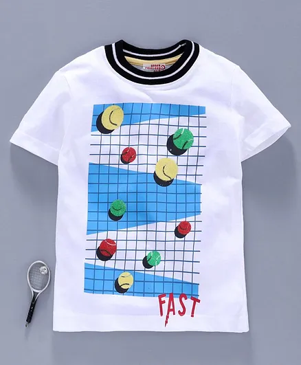 Under Fourteen Only Half Sleeves Ball Print Tee - White