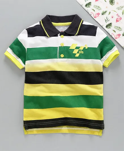 Under Fourteen Only Half Sleeves Striped Tee - Green