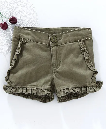 Under Fourteen Only Ruffle Detailed Shorts - Green