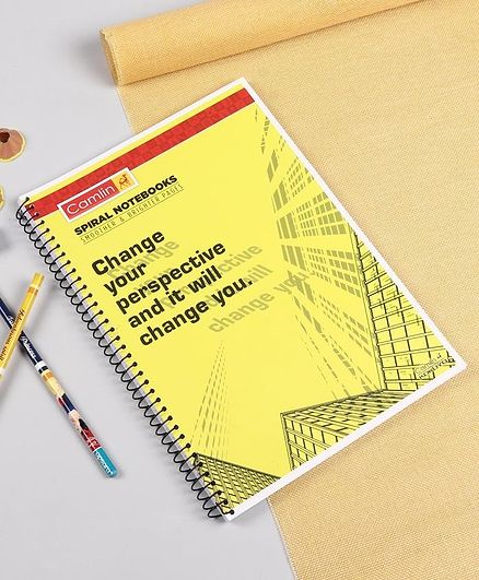 Camlin A4 Spiral Single Line Notebook Yellow - 192 Pages