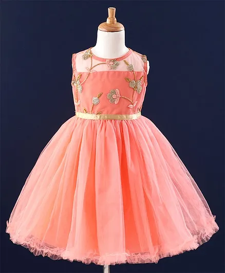 The KidShop Sleeveless Sequined Dress - Peach