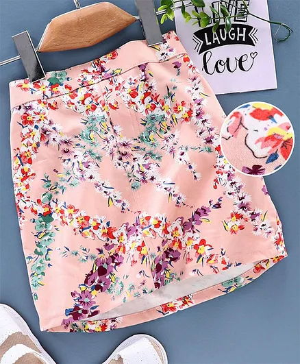 The KidShop Short Length Floral Print Skirt - Multi Colour