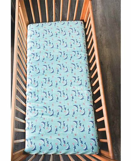 Kaarpas Ocean Dive Organic Muslin Fitted Crib Sheet - Blue