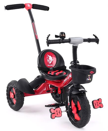 Plug & Play Tricycle With Parental Push Handle - Red