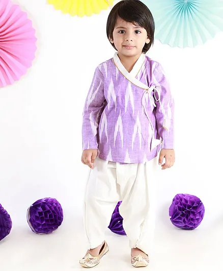 M'andy Full Sleeves Printed Kurta With Harem Pants - Purple