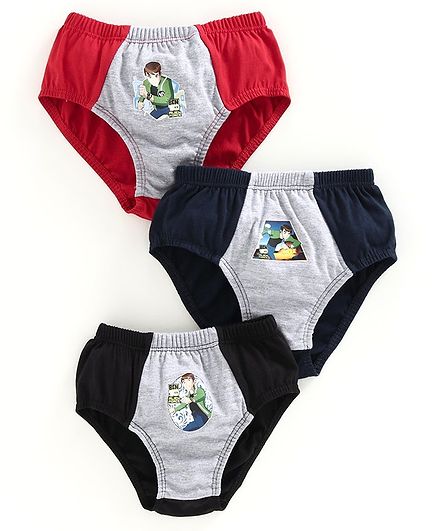 Red Rose Briefs Ben 10 Print Pack of 3 - Grey Red Blue