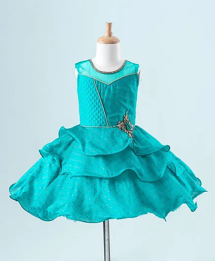 Enfance Sleeveless Checked Layered Dress - Blue