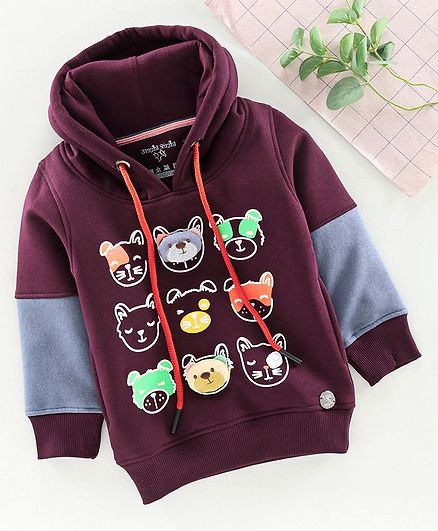Stupid Cupid Emoji Print Full Sleeves Hoodie - Maroon
