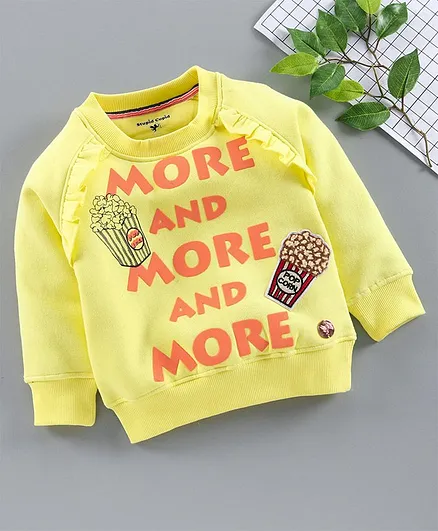 Stupid Cupid Full Sleeves More And More And More Print Sweatshirt - Yellow