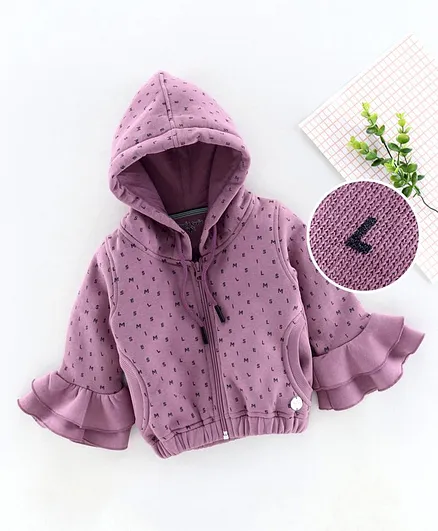 Stupid Cupid Polka Print Full Sleeves Jacket - Purple