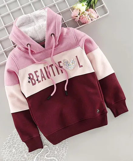 Stupid Cupid Beautiful Print Full Sleeves Hoodie - Burgundy